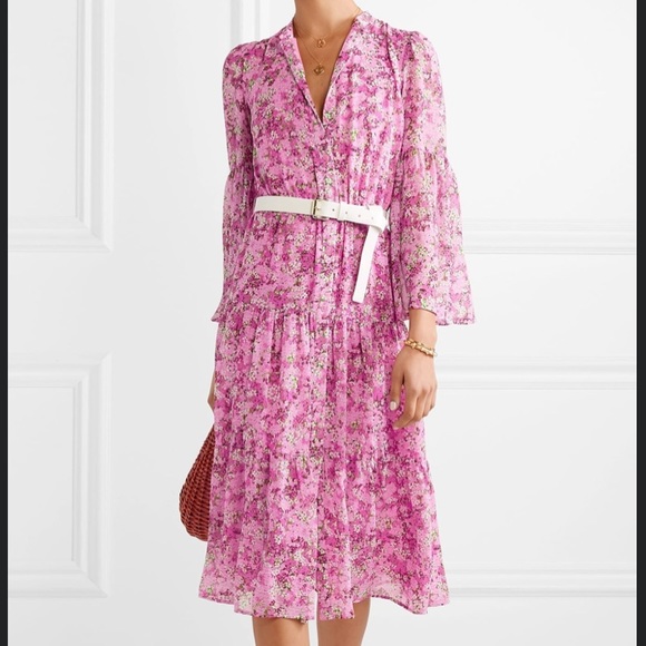 Michael Kors Dresses & Skirts - MICHAEL KORS Belted Tiered Chiffon Midi Dress - 8